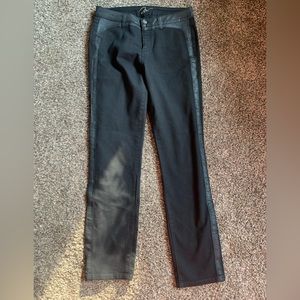 Miraclebody Womens Size 8 Straight Leg Jeans High Rise Black Chap Leather Detail